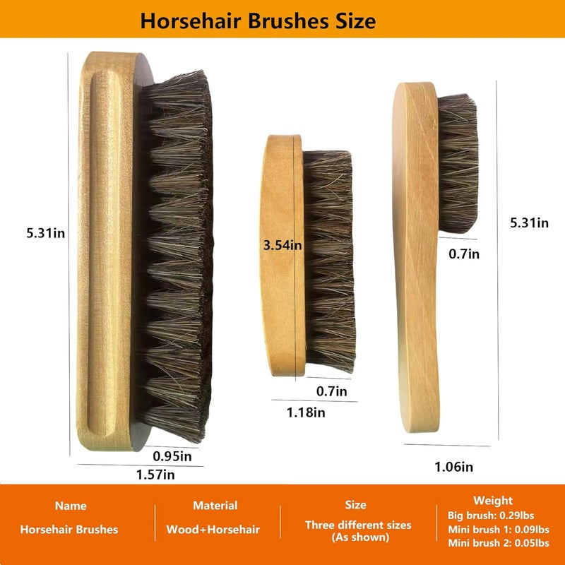Selaurel Horsehair Laundry Stain Brush 3 Pack Clothes Brush Shoes Soft Bristle Cleaning Brush Natural Wood Laundry Brush for Stains on Clothes Shoes Polishing Brush Shining Brushes - Image 5